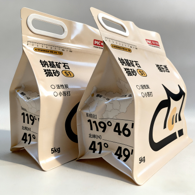 Kantong Kotoran Kucing Tersegel Delapan Sisi dengan Pegangan Ritsleting